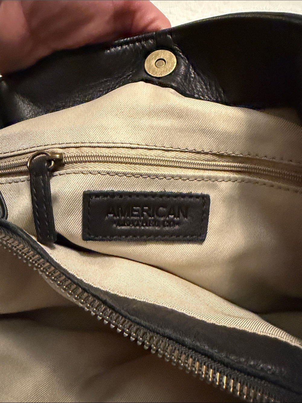 Leather Shoulder Bag in Light Tan and Black - Picture 5 of 16